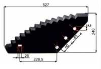 Nóż do paszowozu 530x250x6 SPECJALNY Gr. 6mm uniwersalny otwór 19,5mm
