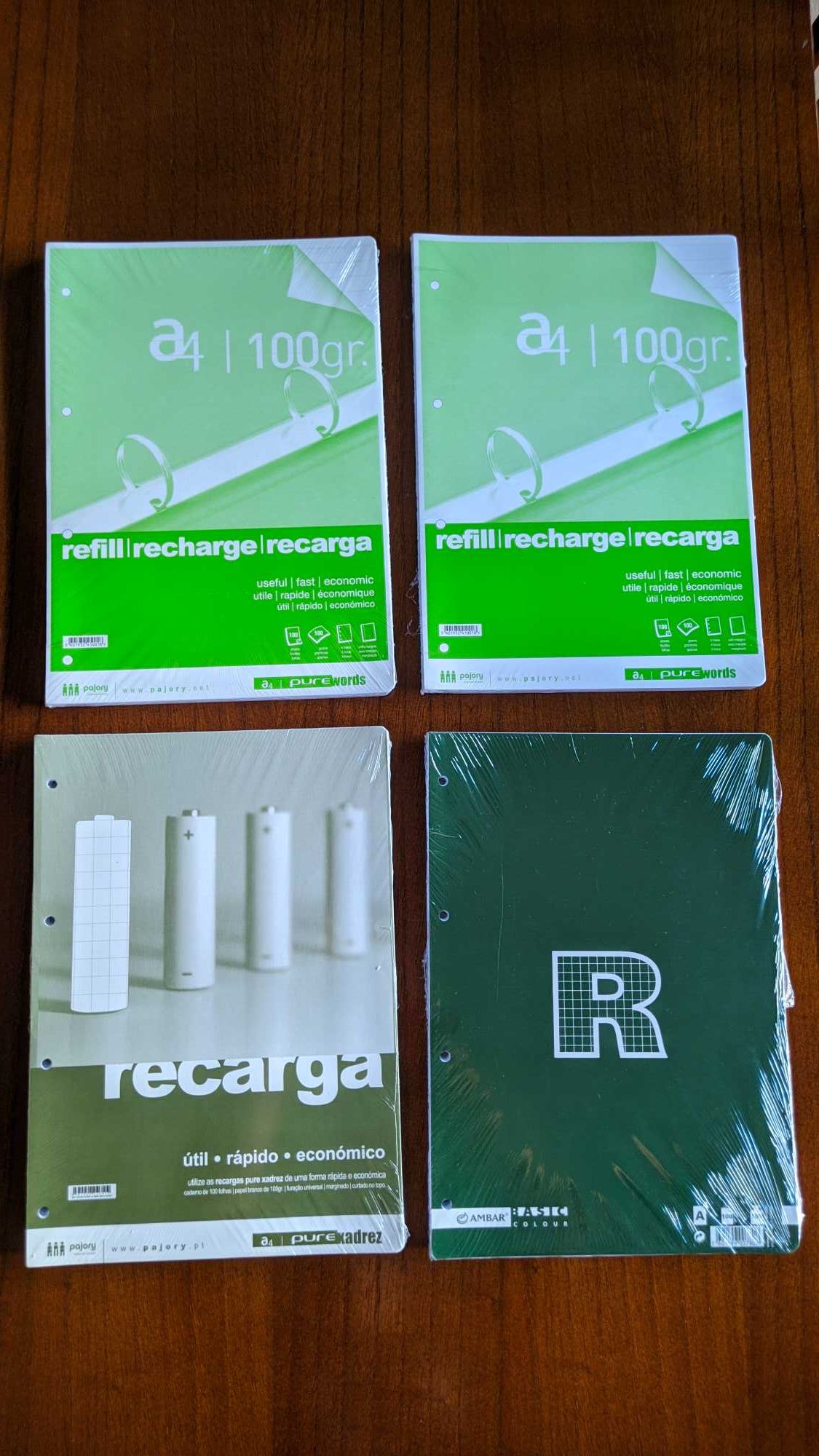 Recargas de papel A4 para capa de argolas (NOVO, com embalagem)