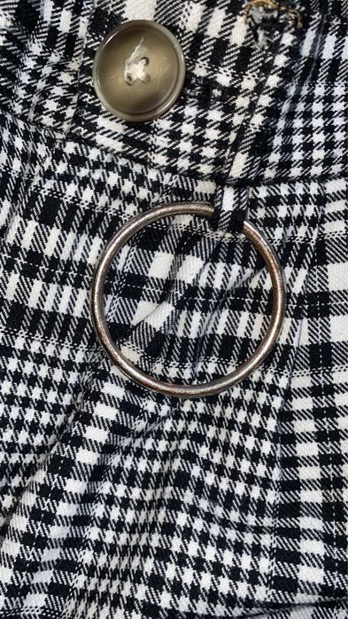 Spodnie biało czarne kratka Bershka