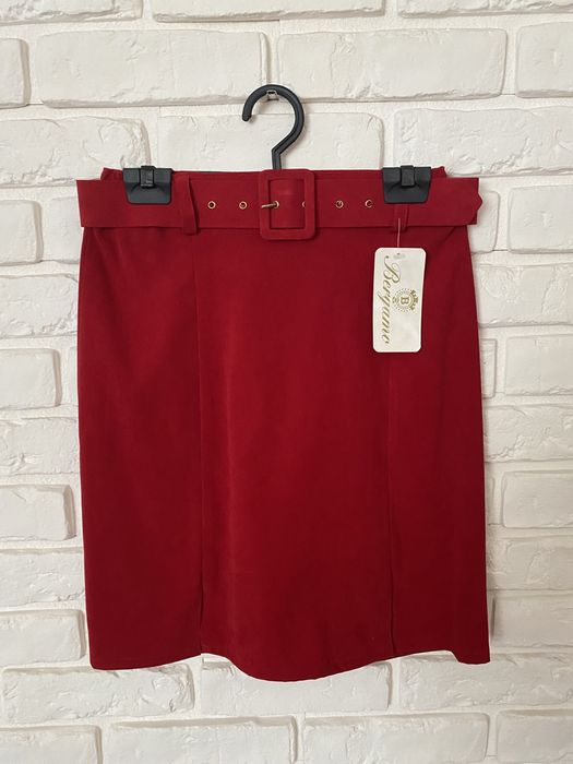 NOWA czerwona welurowa spódnica S 36 spódniczka mini krótka vintage