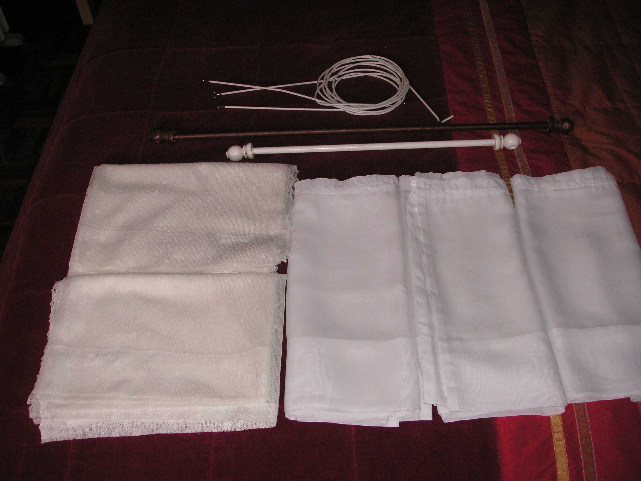 Cortinas, Varão Branco e Castanho c suportes, Esticadores