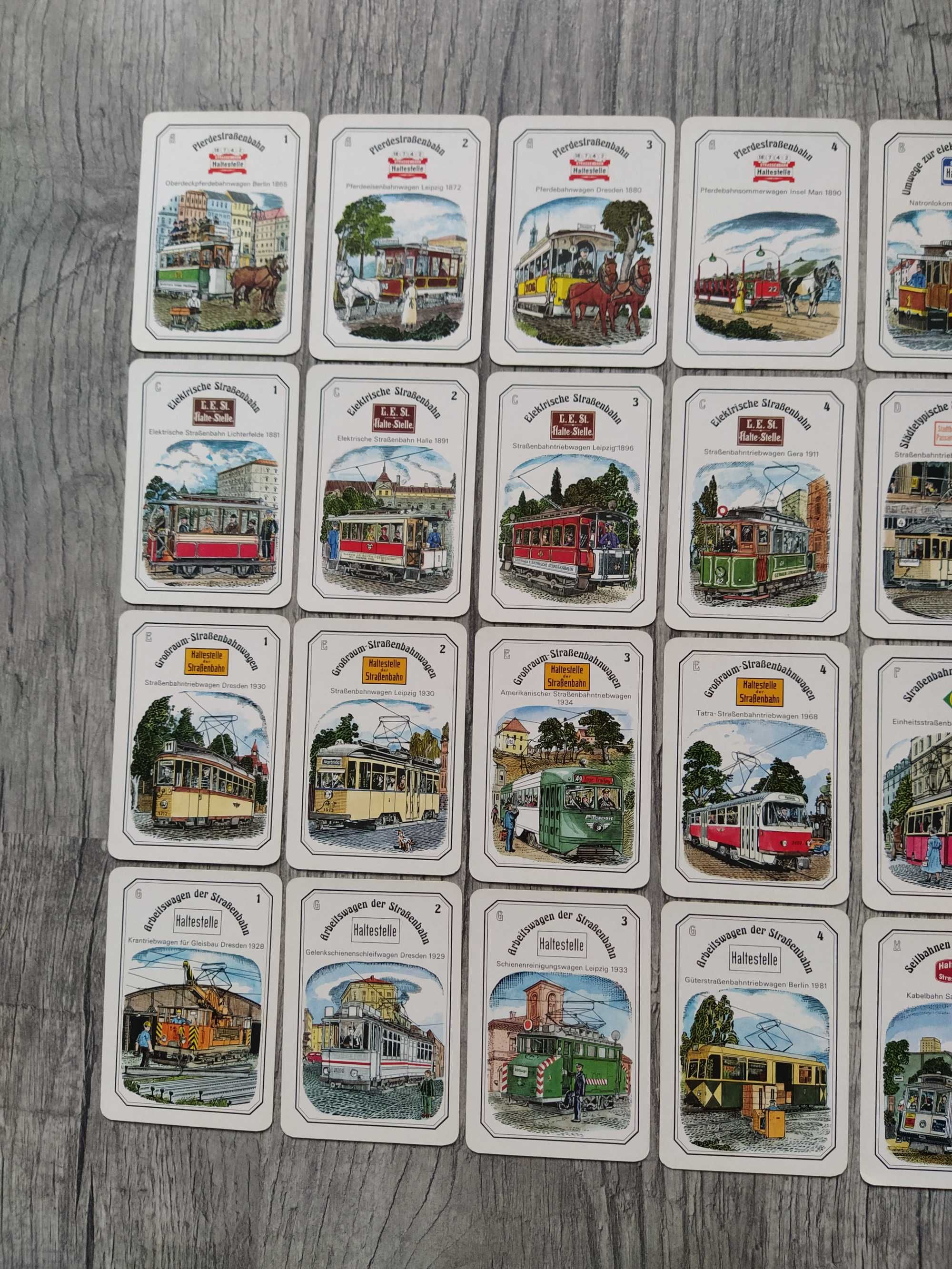 Vintage Gra karciana kwartet Historia tramwaju 1986r. j. niemiecki DDR