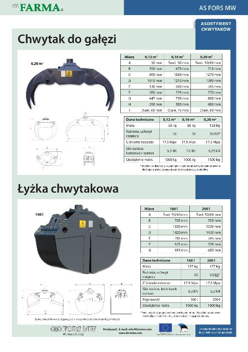 CHWYTAK DO DREWNA 0,16 G2 FARMA do Żuraw Dźwig HDS Rotator fi. 50mm