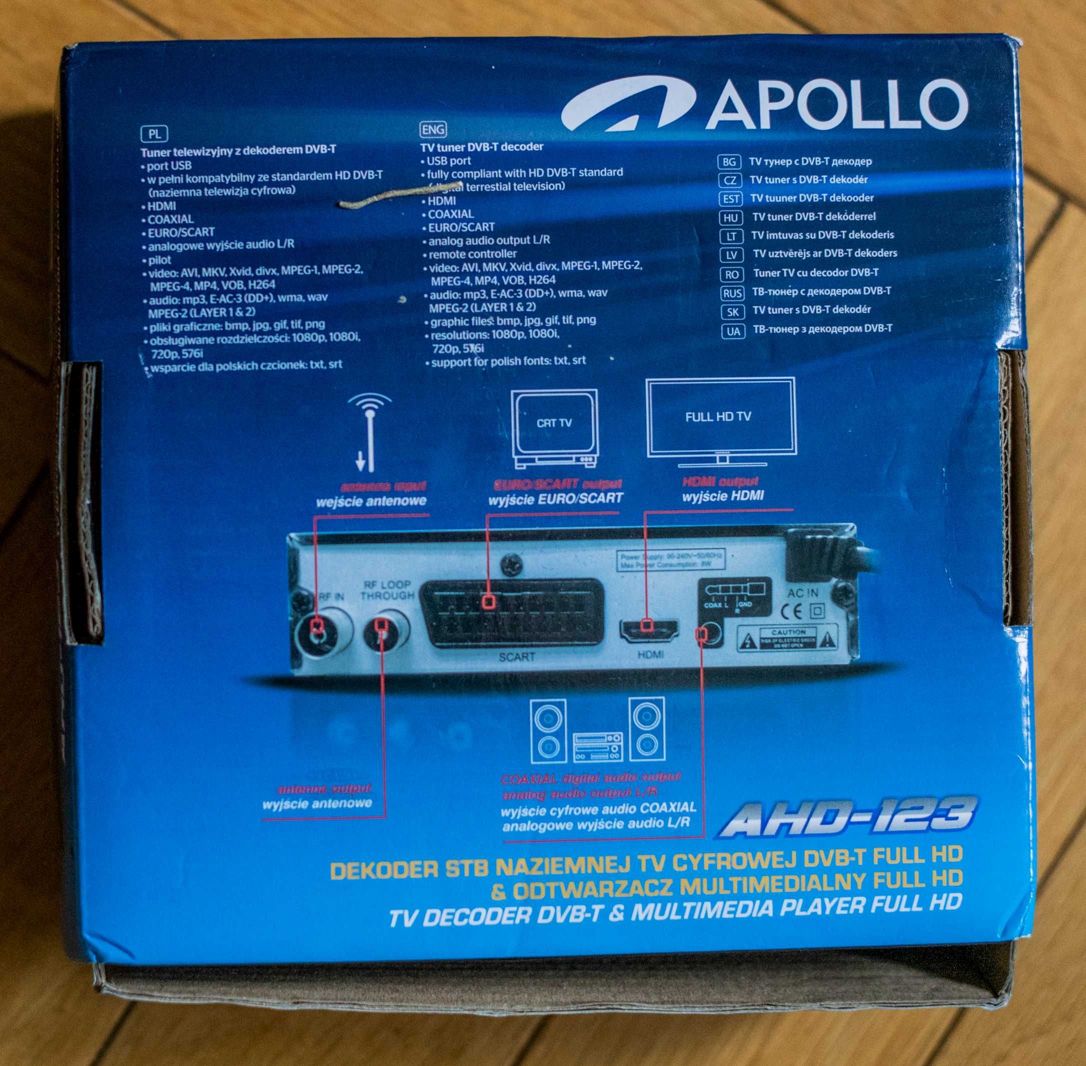 Apollo AHD-123 Dekoder DVB-T i odtwarzacz FHD Tuner