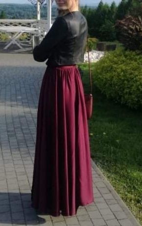 Sukienka długa bordowa (balowa, weselna)