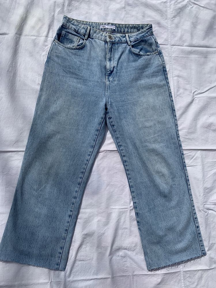Джинси zara straight fit 42 широкі прямі джинси зара блакитні