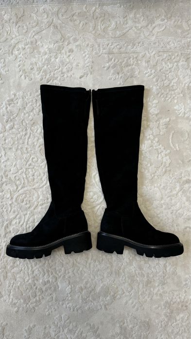 Зимові замшеві ботфорти високі чоботи 37 р 24 24,5 см