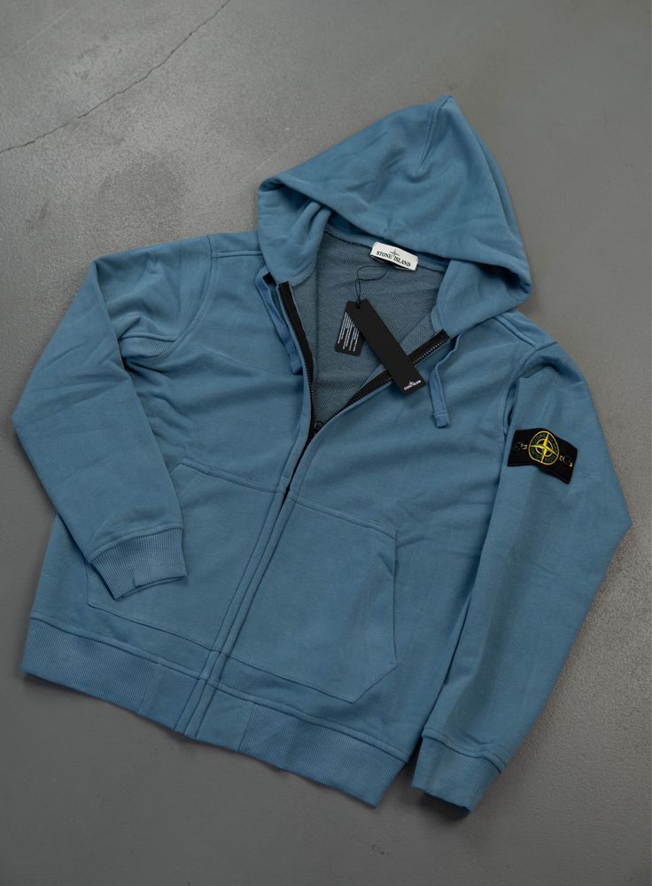 Зіп худі Stone Island блакитний ~ Кофта Стонік ~ Зип худи Стон Айленд