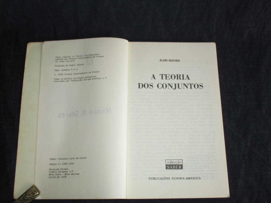 Livro A Teoria dos Conjuntos Alain Bouvier Saber