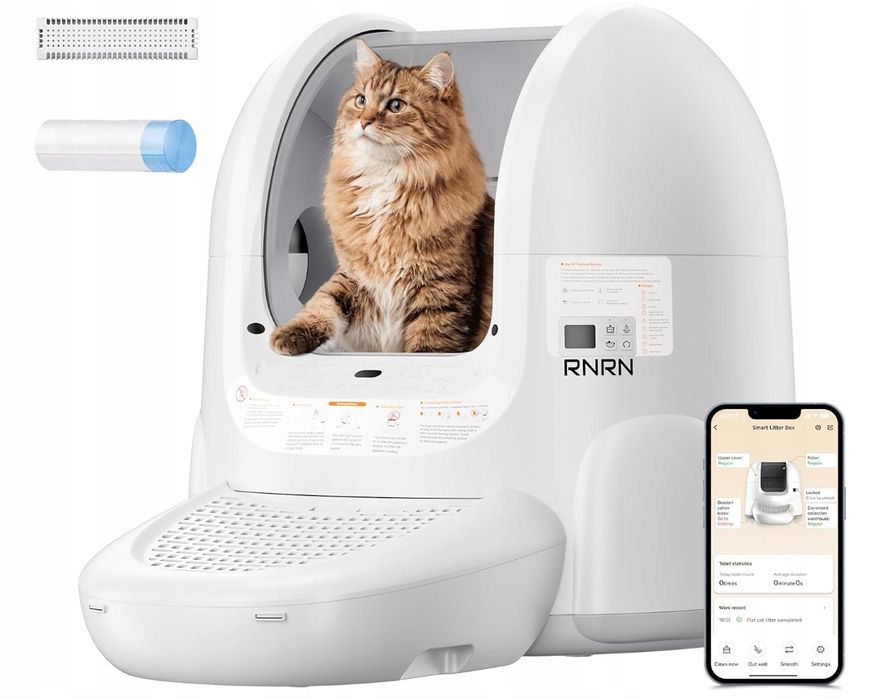 Rnrn V1 Max Kuweta Dla Kota 70L Automatyczna Samooczyszczająca App