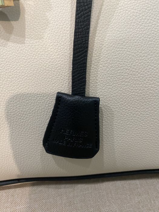 Сумка hermes birkin 30 см бежева/чорний