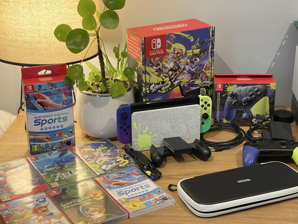Sprzedam zestaw Nintendo Switch Oled - Edycja Splatoon 3 + gry