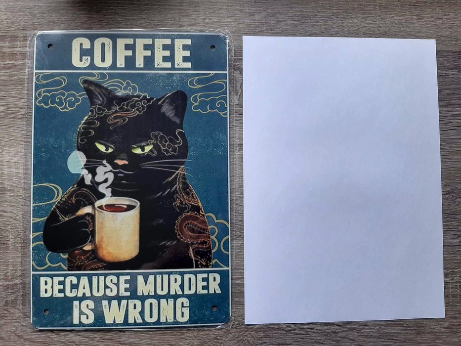 Kot obraz kot tabliczka metalowa