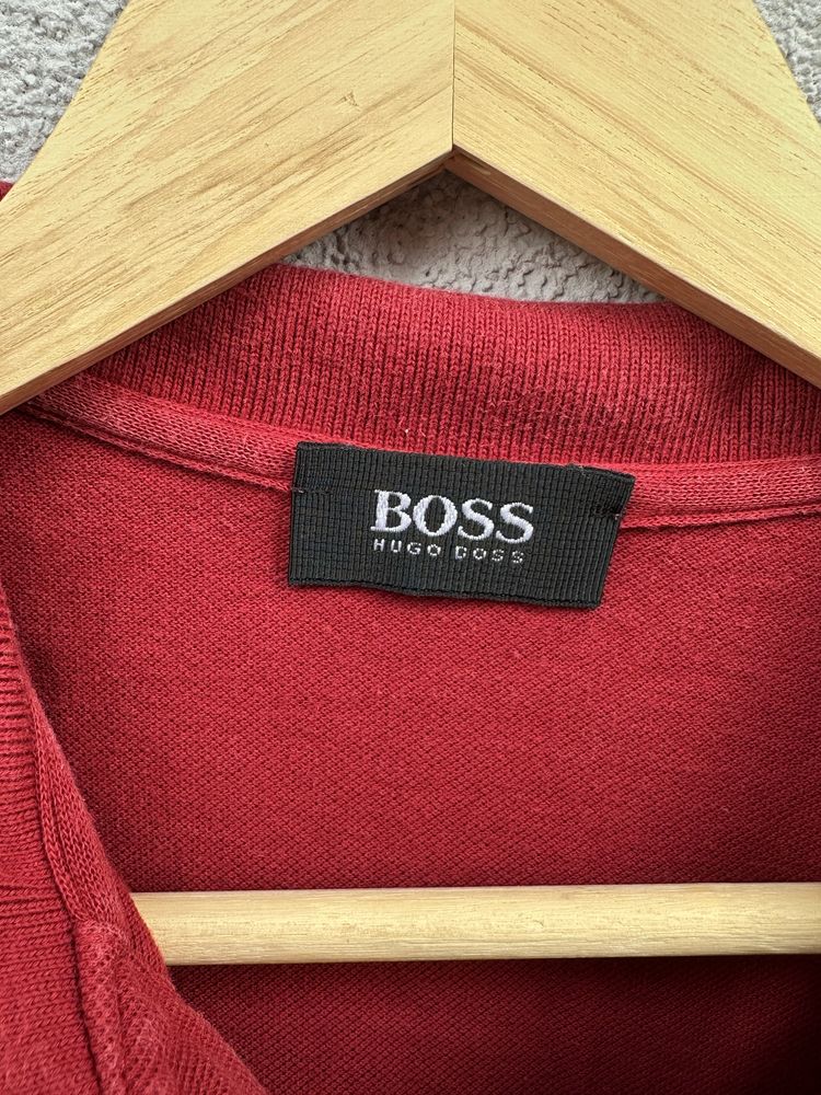 Hugo Boss L czerwona koszulka polo haft logo