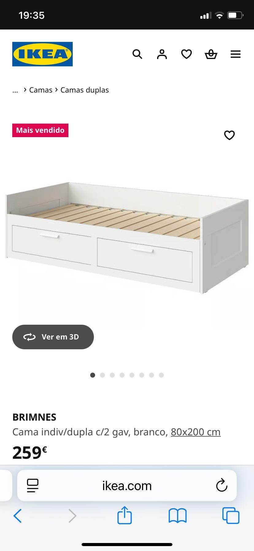 Cama BRIMNES solteiro/duplo 80*200/160*200 cm