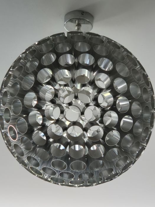 Lampa sufitowa średnica 60 cm srebrna