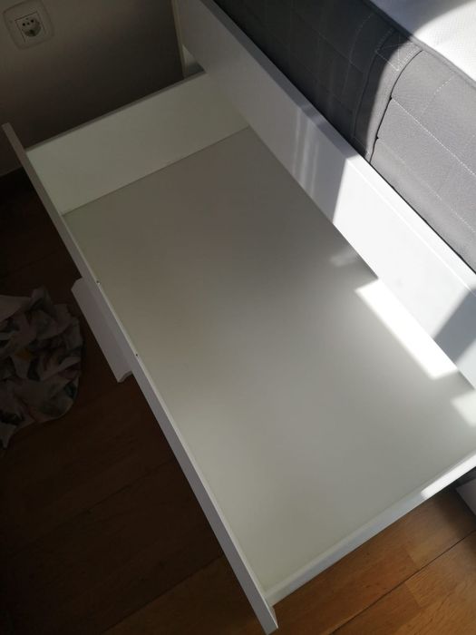 Cama IKEA Brimnes Branco 4 Gavetas + Colchão Hövâg 140x200cm