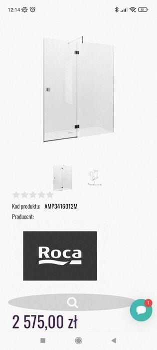 Kabina polskiej produkcji Roca NOWA 1/3 CENY