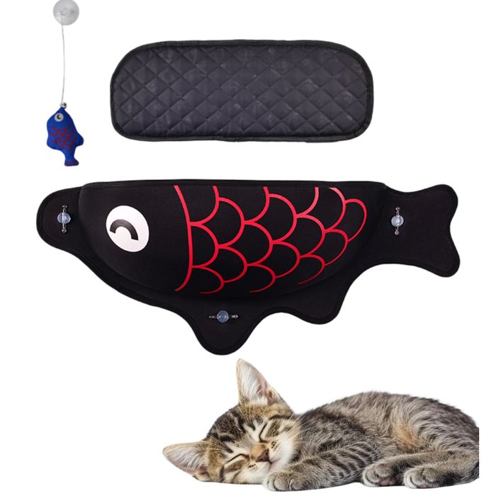 Legowisko dla Kota Hamak Okno Czarne 56x18x20 Przyssawka