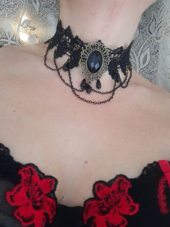 Ожерелье-чокер с цепочками в готическом стиле винтажное