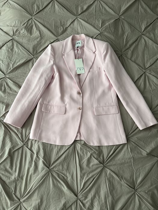 ZARA nowa marynarka o prostym kroju, różowy, r. S