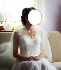 suknia ślubna sukienka wesele długa biała rozmiar S, welon GRATIS!