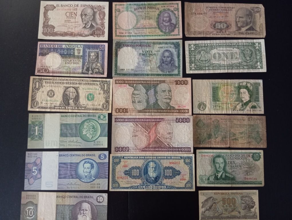 Coleção de 59 notas antigas - vários paises