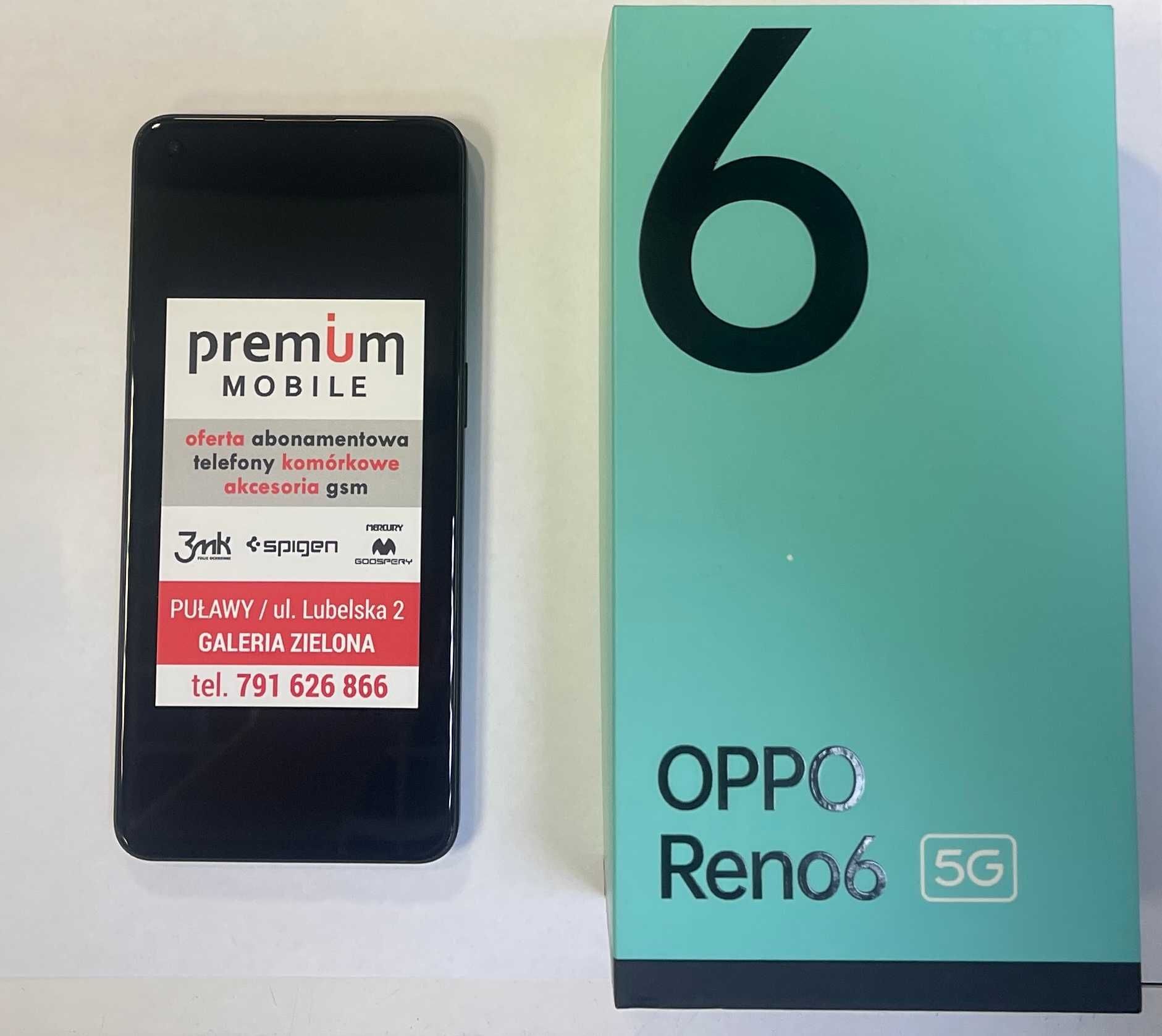 Oppo Reno 6 5G 8/128, Kolor:Stellar Black, Nowy,PREMIUM MOBILE Puławy