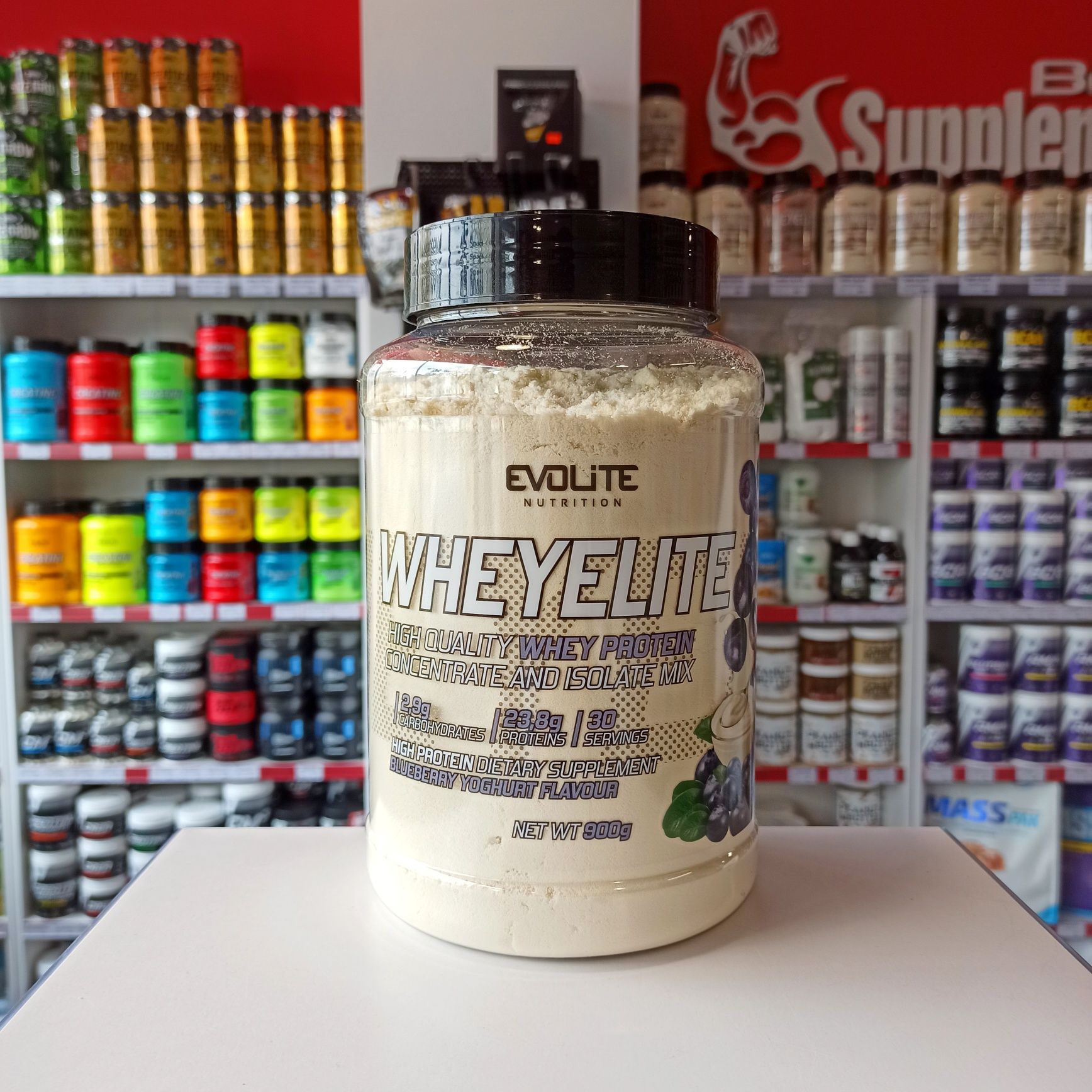 Evolite WheyElite 900g Miks Białka WPC WPI Odżywka Białkowa Jagodowa