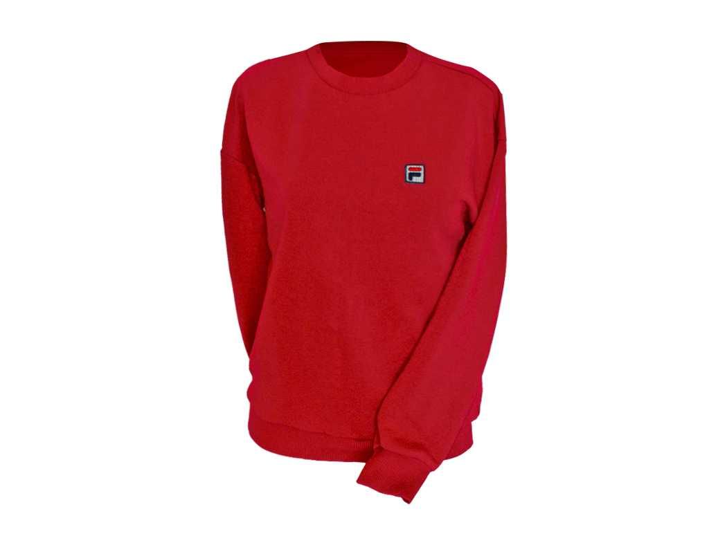 czerwona bluza bez kaptura longsleeve sweatshirt FILA