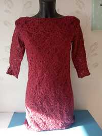 Czerwona, koronkowa sukienka 36