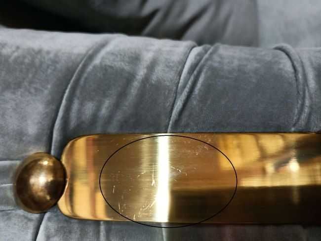 Sofa GLAMOUR MADONNA 210cm Szara Złota Kanapa WELWET OUTLET! -5500zł