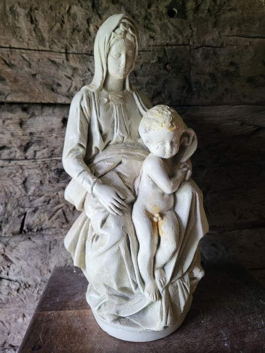 Stara gipsowa figurka Maryja Matka Boża Pan Jezus