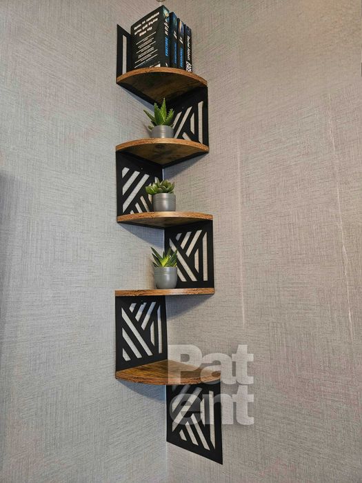 Loftowa narożna dekoracja ścienna kwietnik 5 poziomów wzór