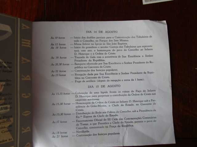 Tomar comemorações 1960 centenárias Cortejo   Tabuleiros Programa