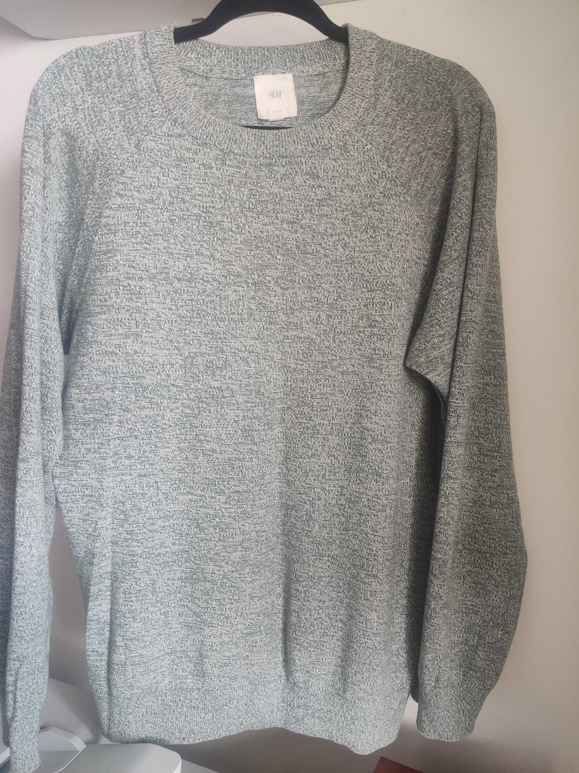 Sweter zielony szary HM H&M bawełniany M