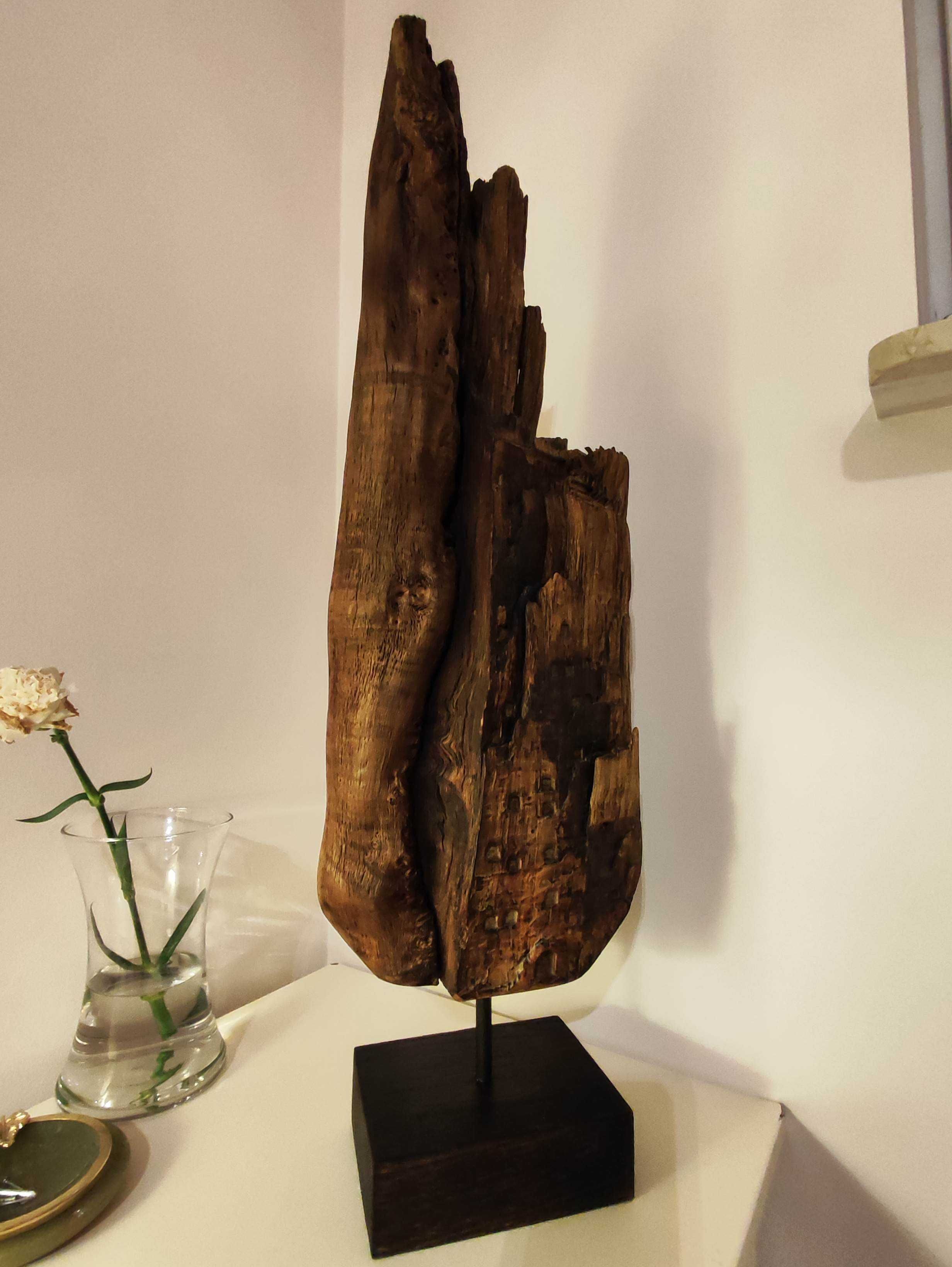 Rzeźba drewniana nowoczesna dekoracyjna, dąb wys. 71 cm