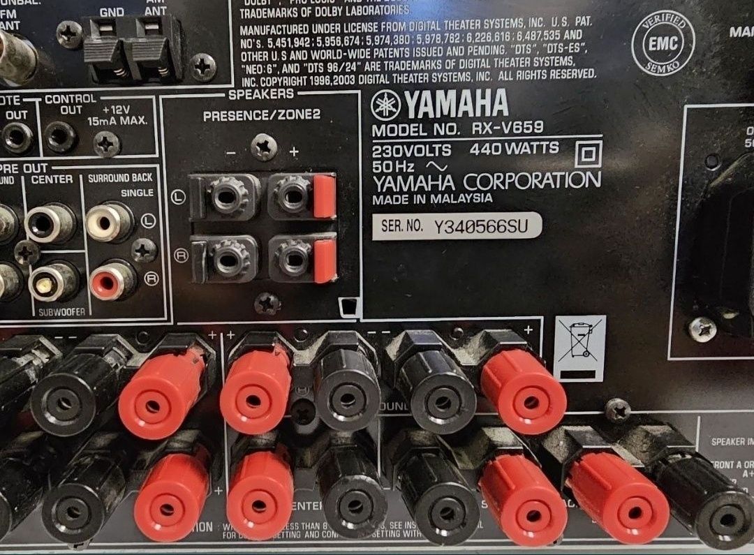 Amplituner Yamaha RX-V 659., 100 wat/kan.
