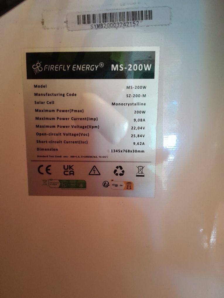 1 painel solares monocristalinos de 200 W