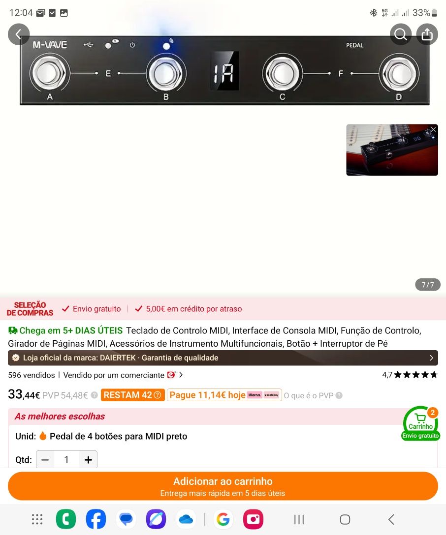 Pedal de guitarra M-VAVE novo