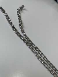 Srebrny stalowy łańcuch Figaro 60cm
