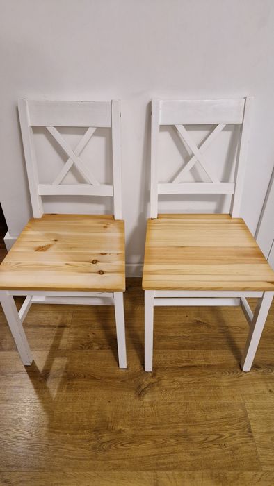 2x Krzeslo drewniane krzesła drewniane białe