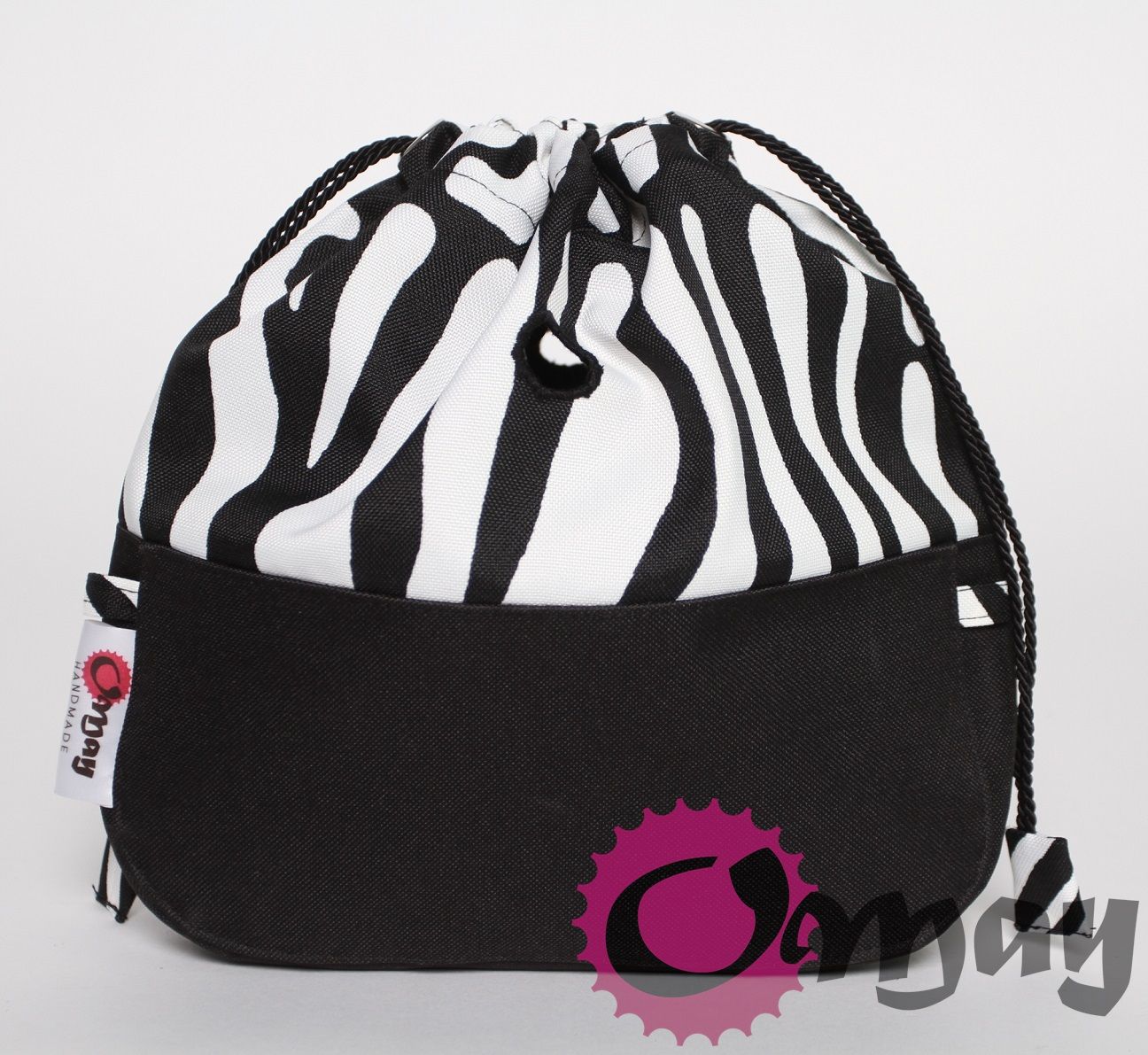 CZARNY organizer OBAG MOON LIGHT worek zebra 2 kieszenie komin OMAY