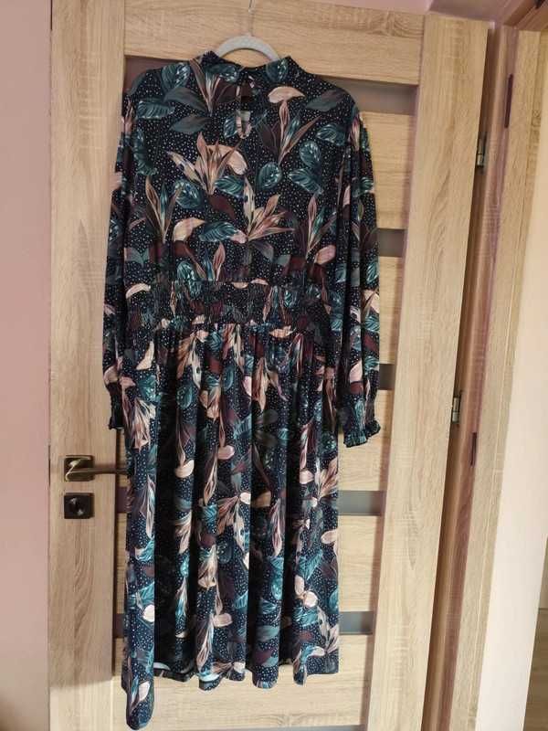 midi piękna sukienka bodyflirt 48/50 wzór bez wad