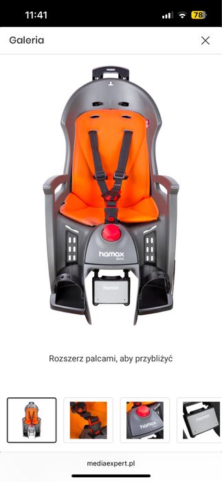 Fotelik rowerowy HAMAX Siesta Szaro-pomarańczowy