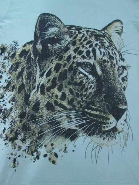 Seledynowa, miętowa bluzka z lampartem