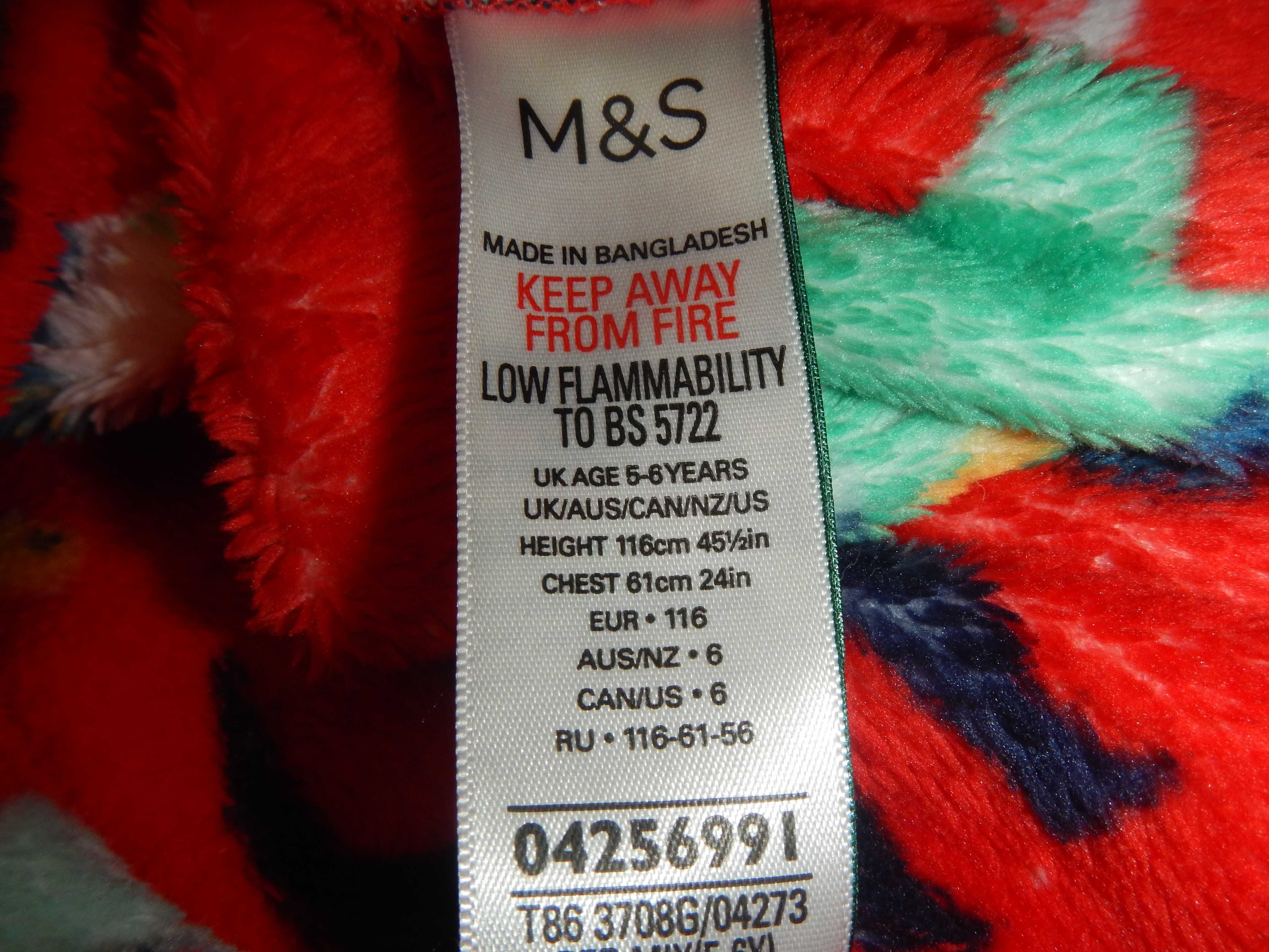 Флісова піжамна кофта сукня marks & spencer p.110-116см(5-6років)