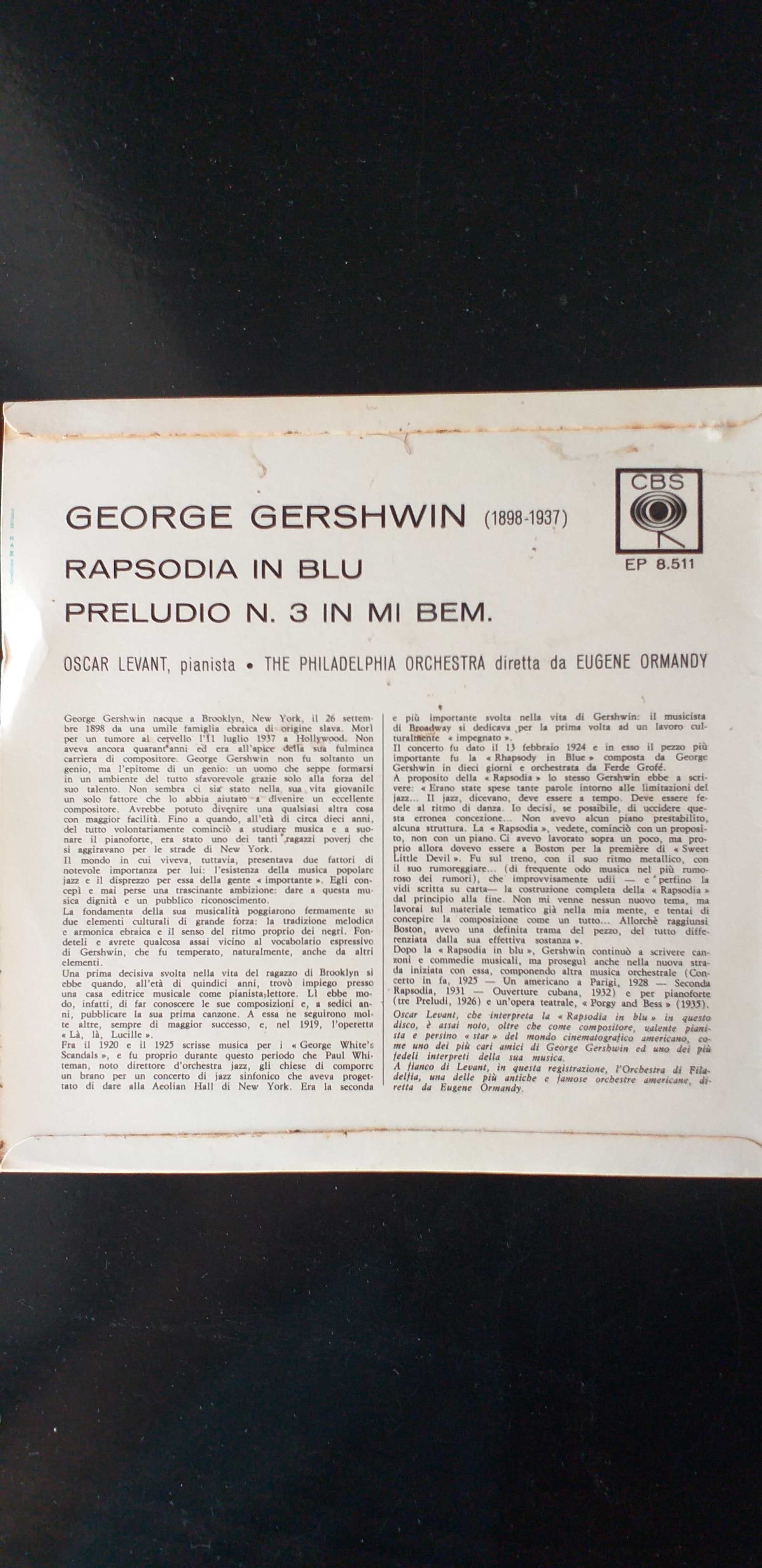 George Gershwin - Rhapsody in Blue - Philadelphia Orch. - Vinil Single