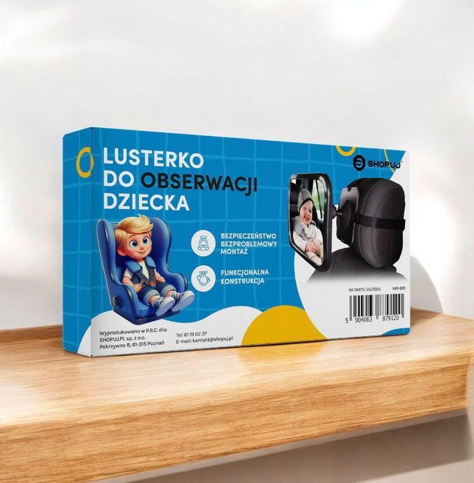 Nowe czarne lusterko do obserwacji dziecka w samochodzie