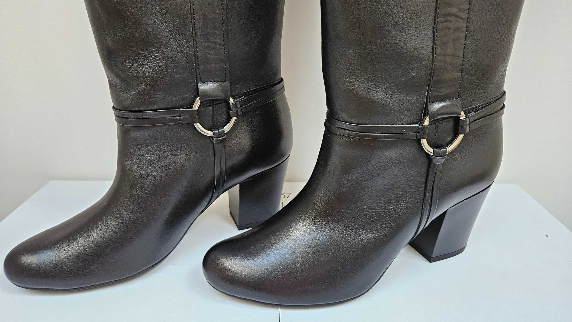 Nowe długie kozaki L37 skóra  kazar 39 25.5cm